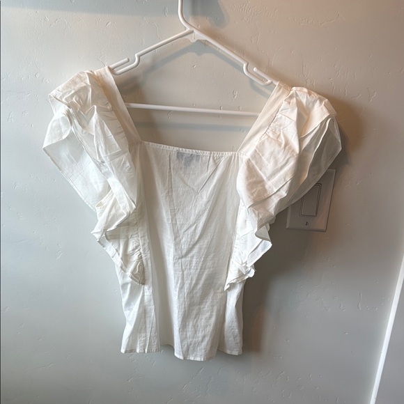 White Ruffled Cap Sleeve Blouse - Picture 4 of 4